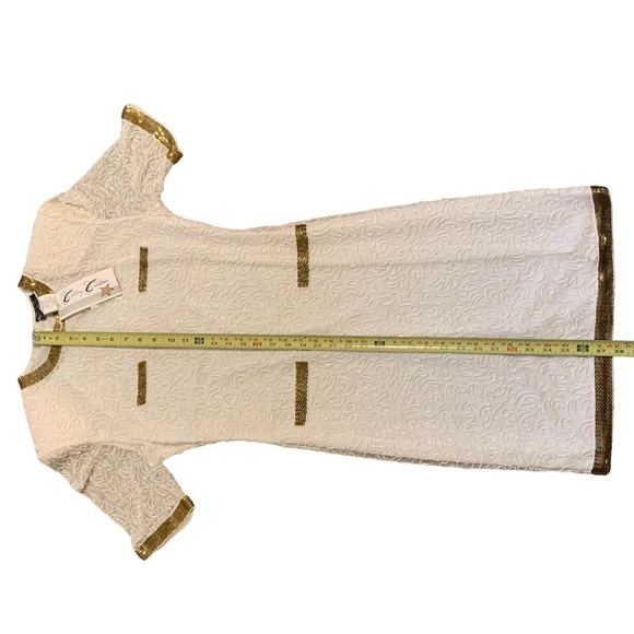 Silk 100% Silk Beaded/Sequins Dress Ivory Medium by Creative Creations - Picture 5 of 7